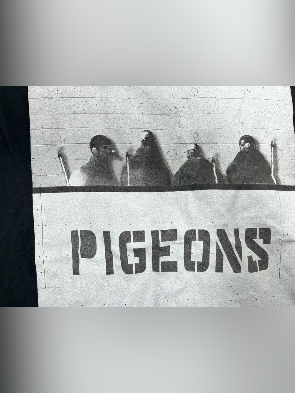 Gongshow Pigeons Canadian Graphic Tee Large Black Hockey Streetwear T-Shirt
